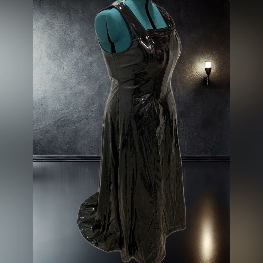 Hot Topic / Lip Service - PVC Gown Black Gothic Vintage Dress Plus Size 3X Rare